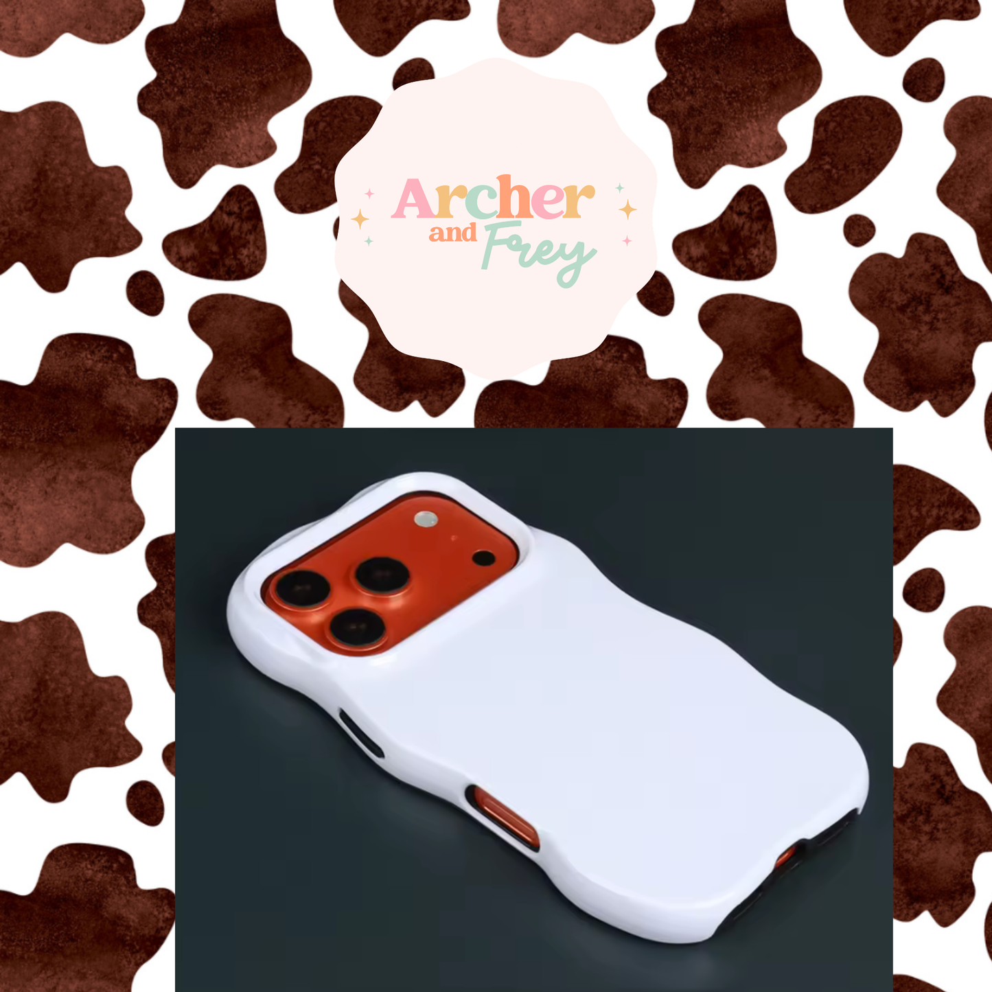 Wavy Tough Phone Case - Brown Cow Print