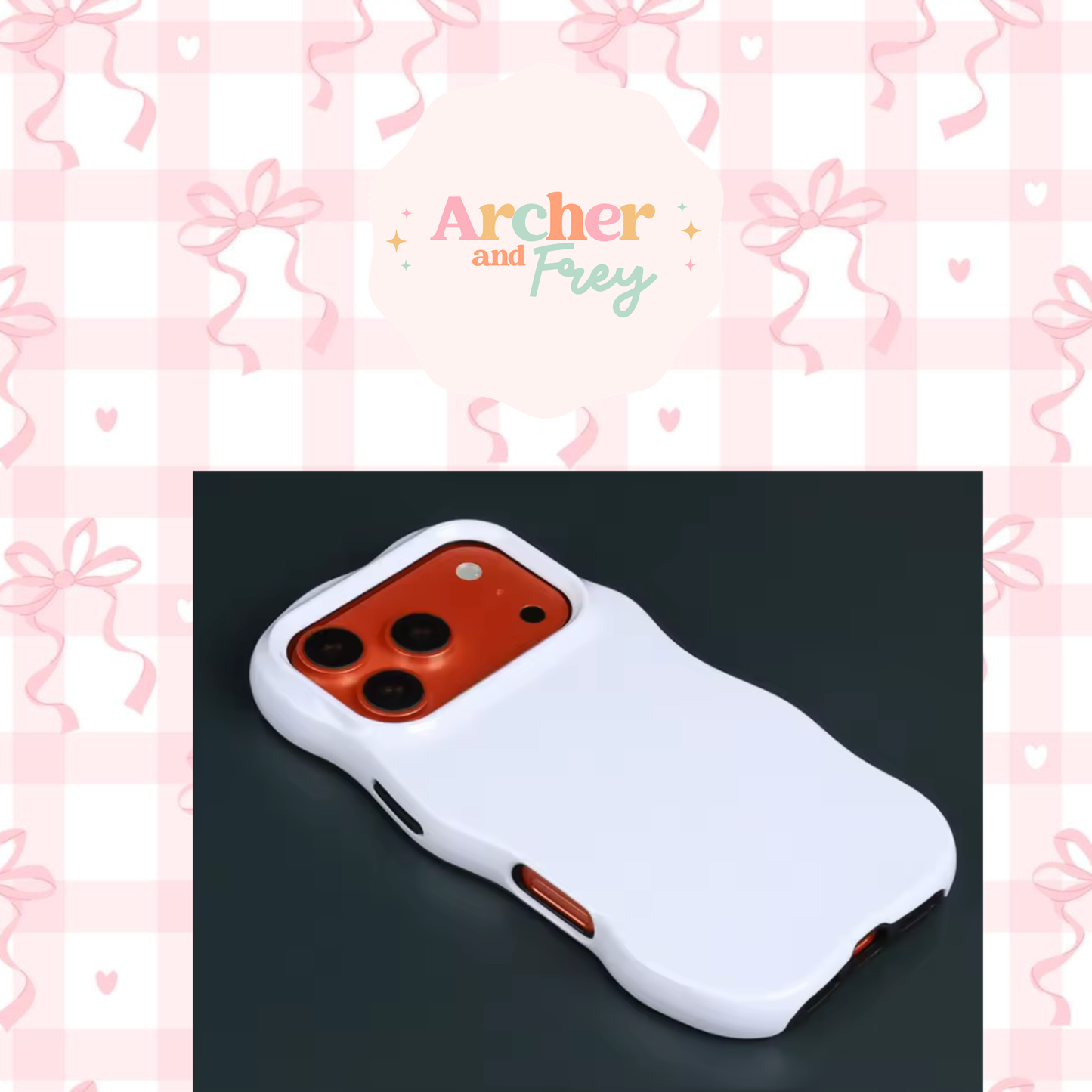 Wavy Tough Phone Case - Pink Gingham Bows