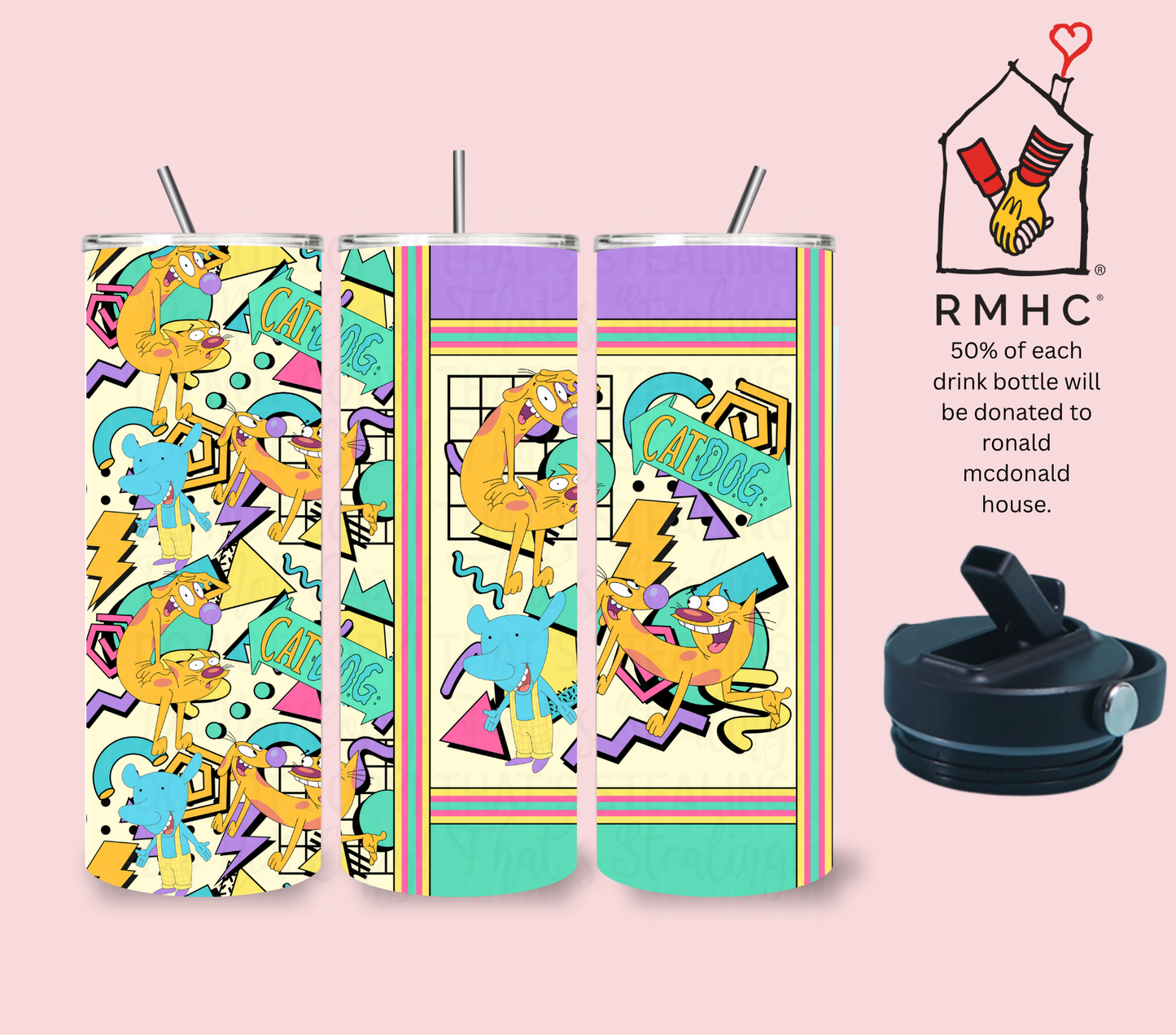 Retro Cat Dog Drink Bottle