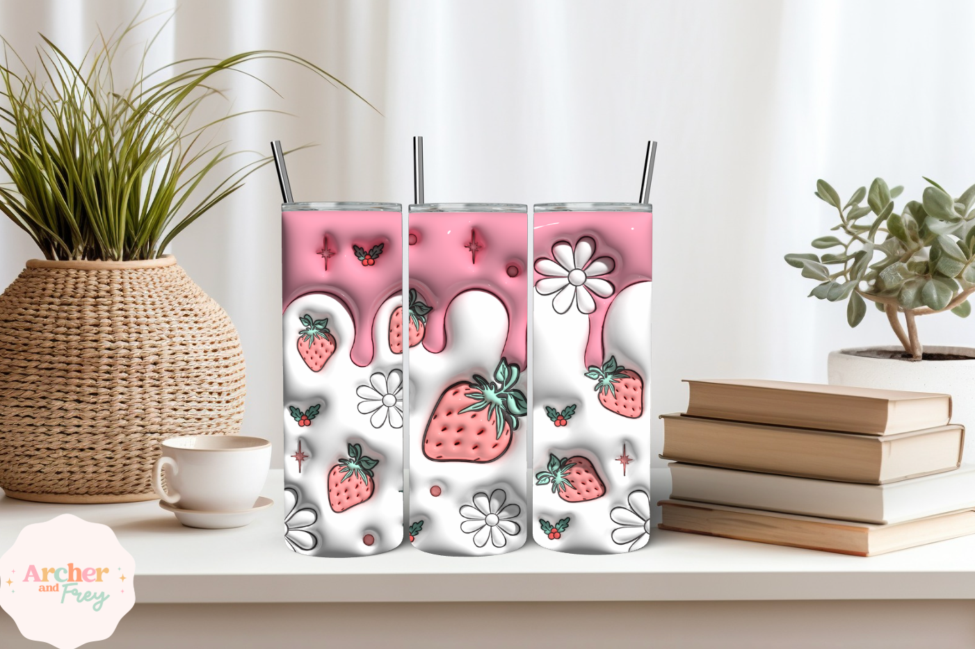 20oz Tumbler/Bottle - Strawberry Drip