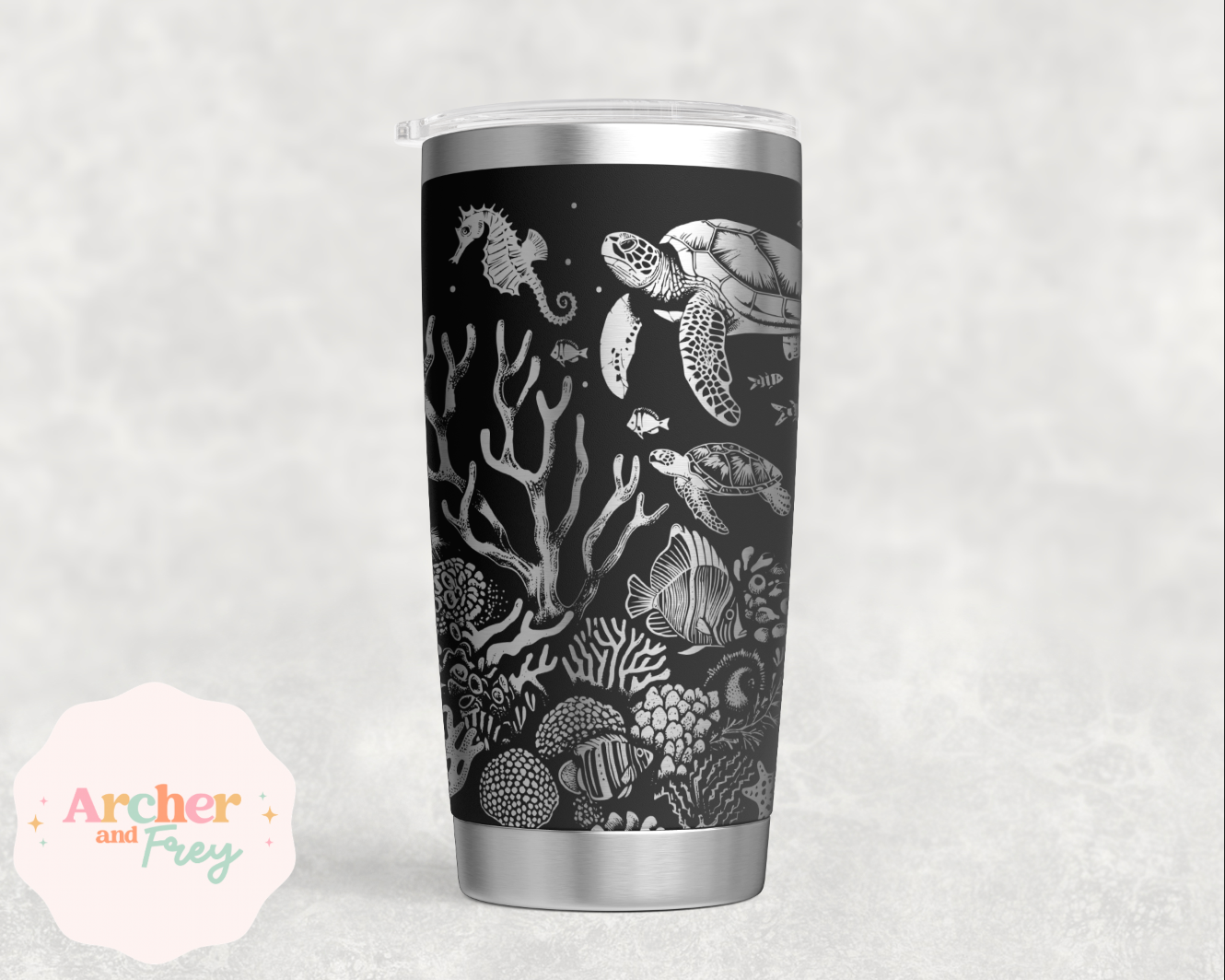 Laser Engraved Travel Mug - Under the Sea