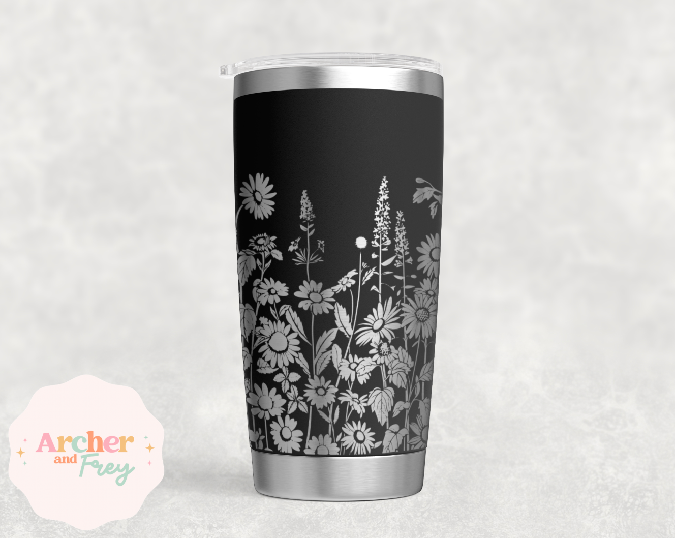 Laser Engraved Travel Mug - Wildflowers