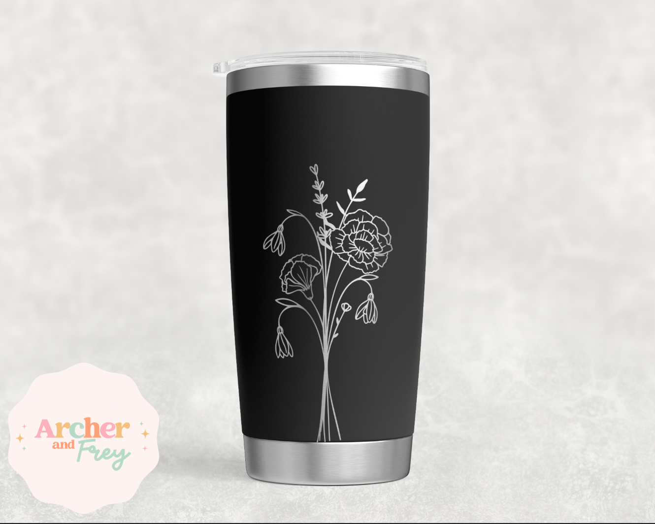 Laser Engraved Travel Mug - Birthflowers