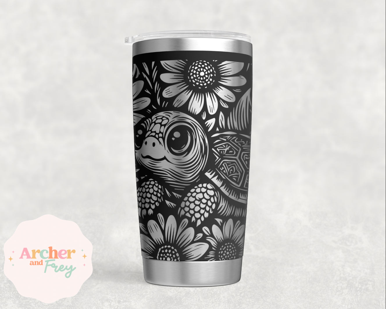 Laser Engraved Travel Mug - Tiny Turtle