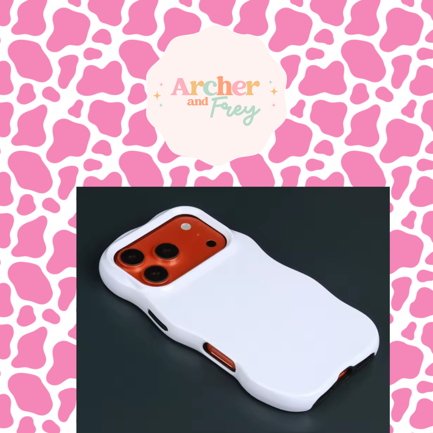 Wavy Tough Phone Case - Pink Cow Print