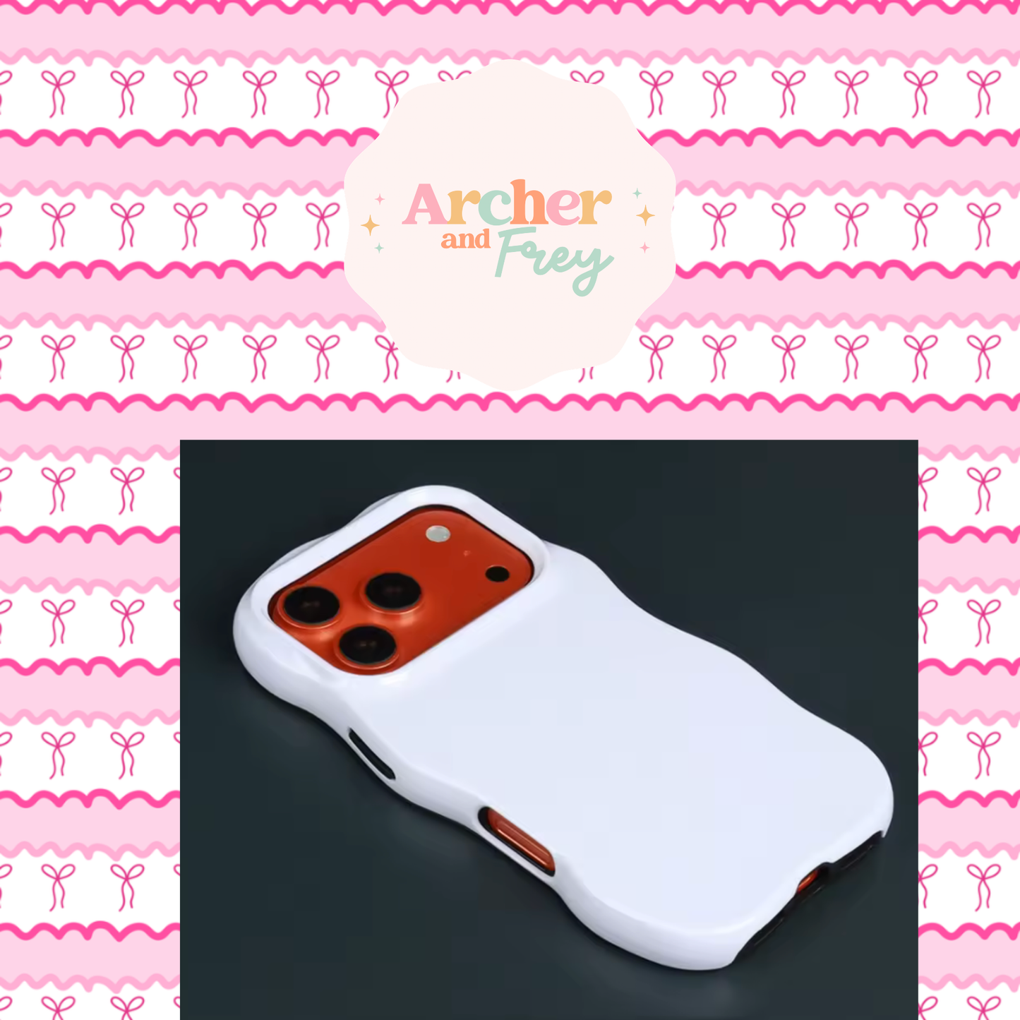 Wavy Tough Phone Case - Pink Bows