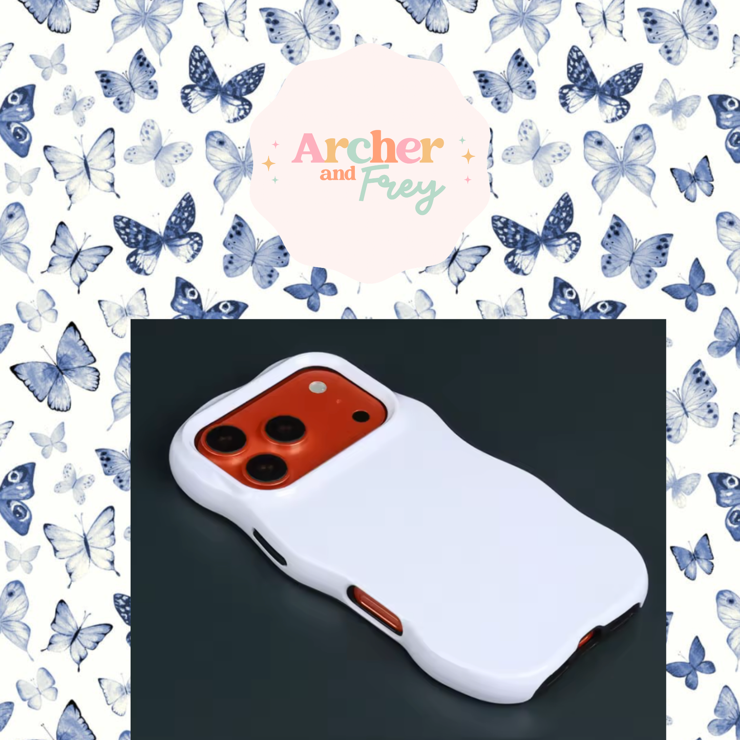 Wavy Tough Phone Case - Blue Butterflies