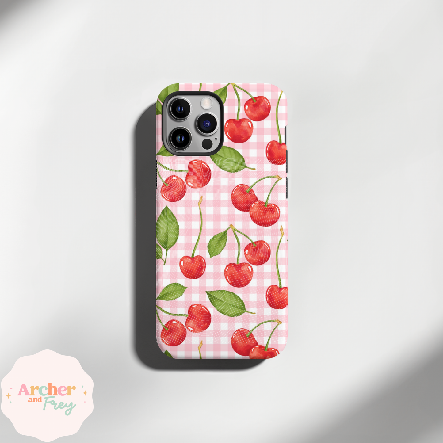 Tough Phone Case - Plaid Cherries