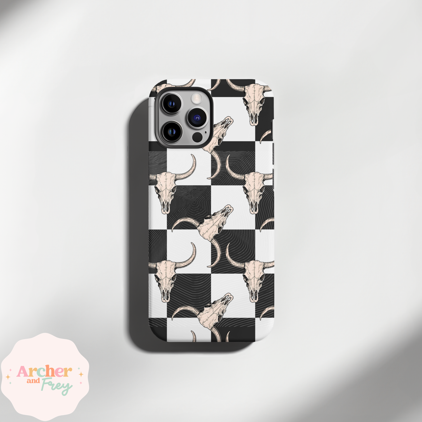 Tough Phone Case - Checkered Cowhead