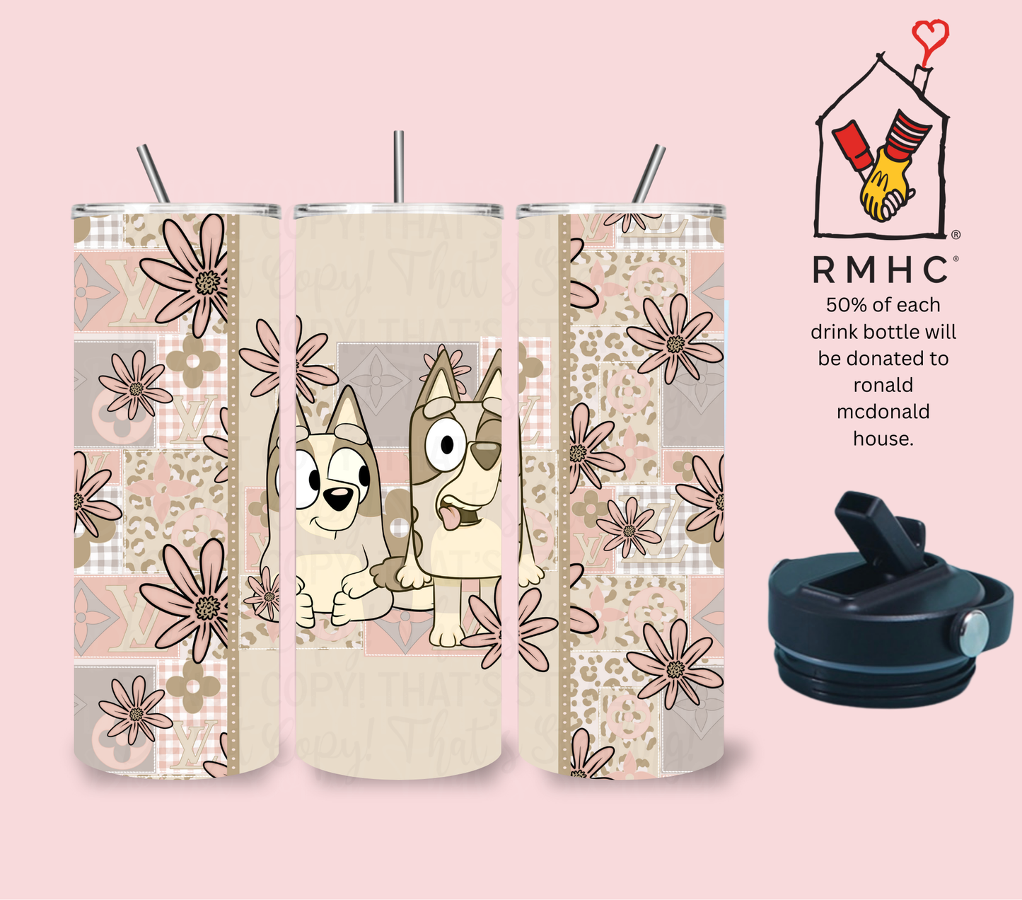 Beige Pup Drink Bottle