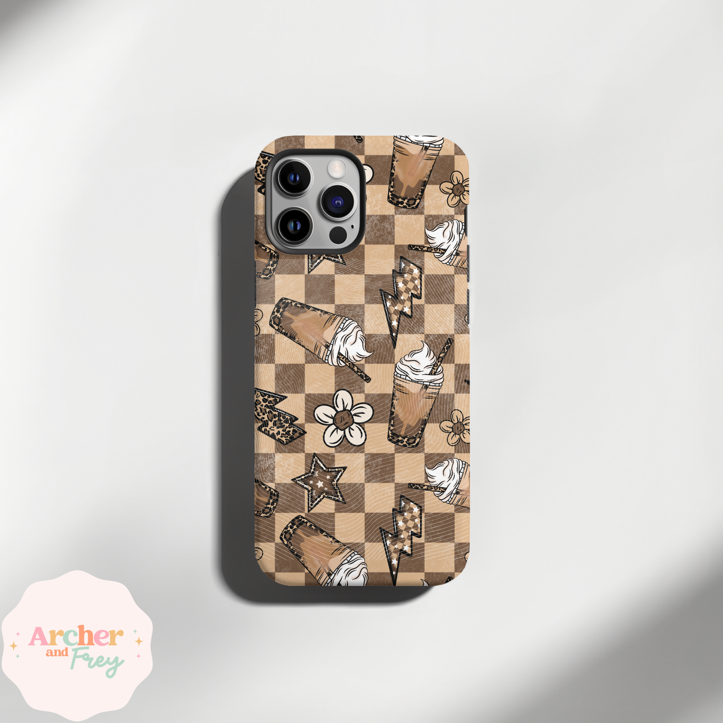 Tough Phone Case - Checkered Coffee