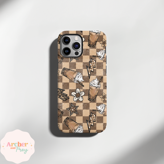 Tough Phone Case - Checkered Coffee