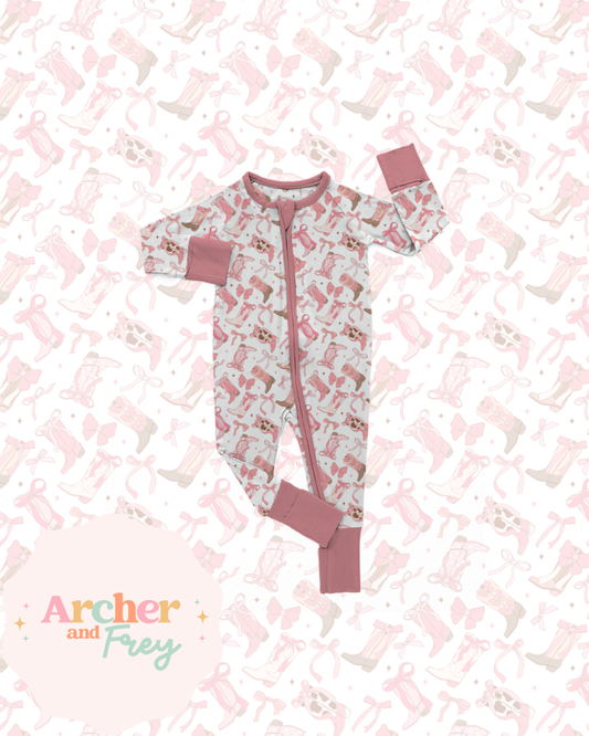 Boots & Bows Bamboo Zipsuit