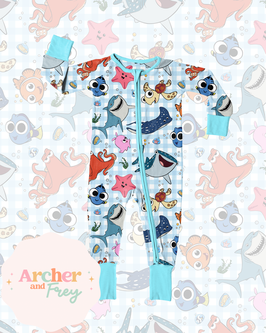 Fishy Dreams Bamboo Zipsuit