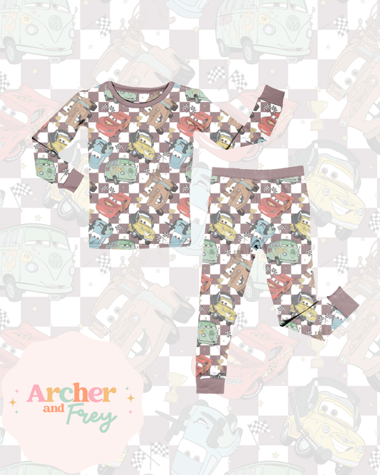 Checkered Cars Bamboo PJ Set