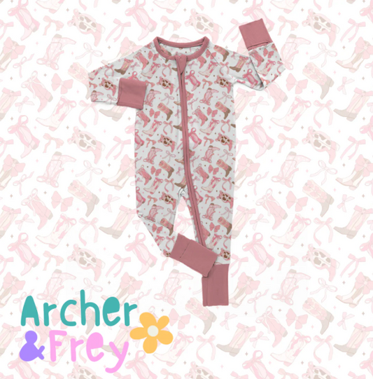 Boots & Bows Bamboo Zipsuit