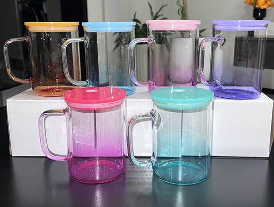 17oz Glass Ombre Cup with Handle