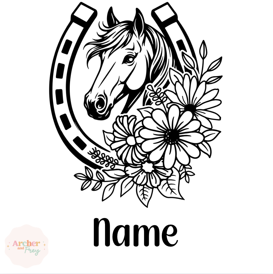 Floral Horses 20oz Engraved Travel Mug