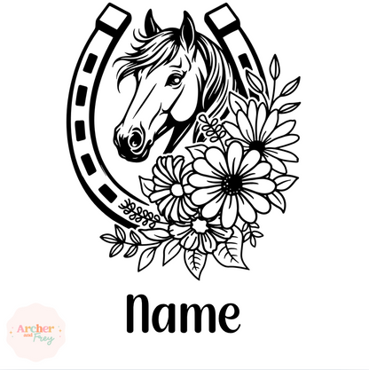 Floral Horses 20oz Engraved Travel Mug