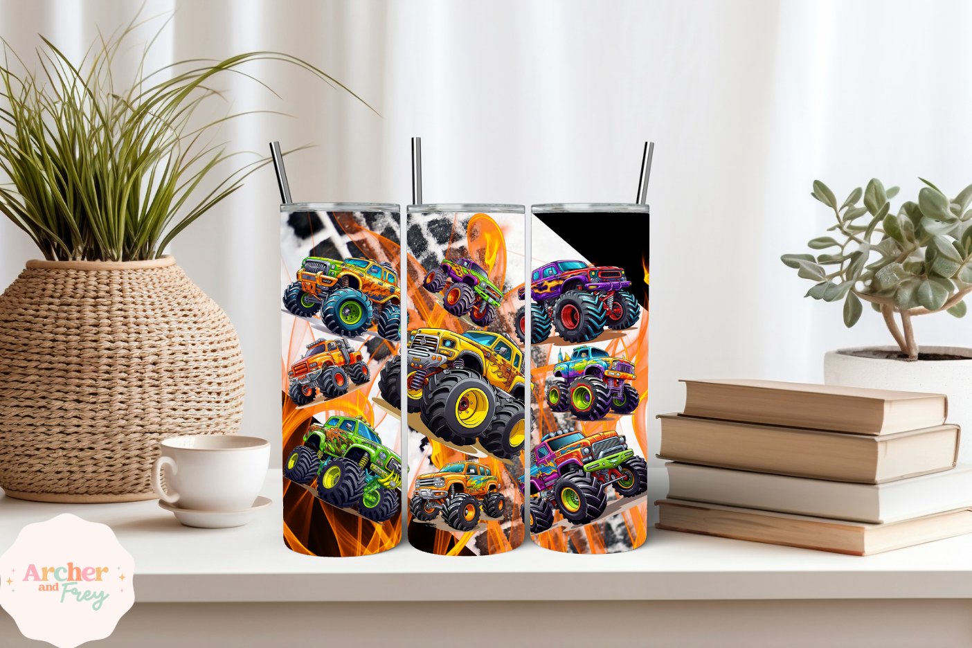 20oz Tumbler/Bottle - Monster Trucks