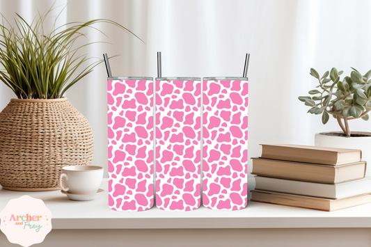 20oz Tumbler/Bottle - Pink cow Print