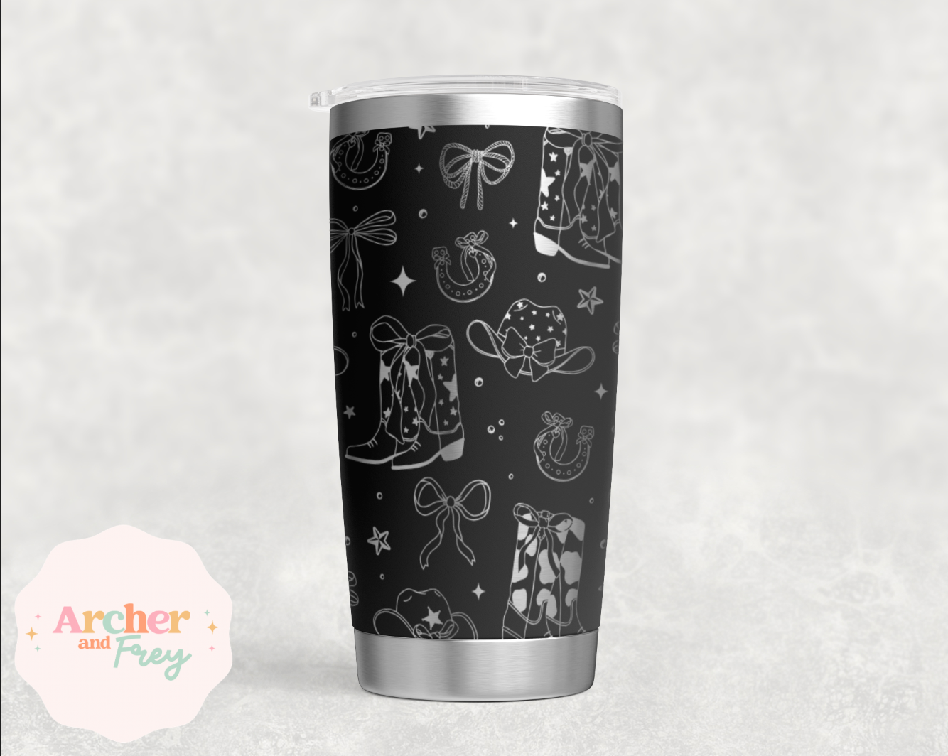 Laser Engraved Travel Mug - Boots & Hats