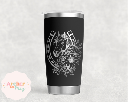 Laser Engraved Travel Mug - Horses