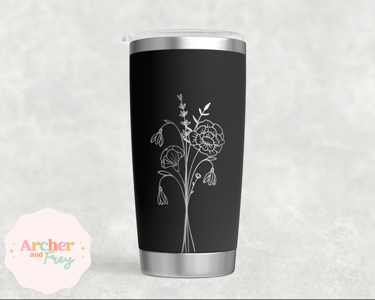 Laser Engraved Travel Mug - Birthflowers