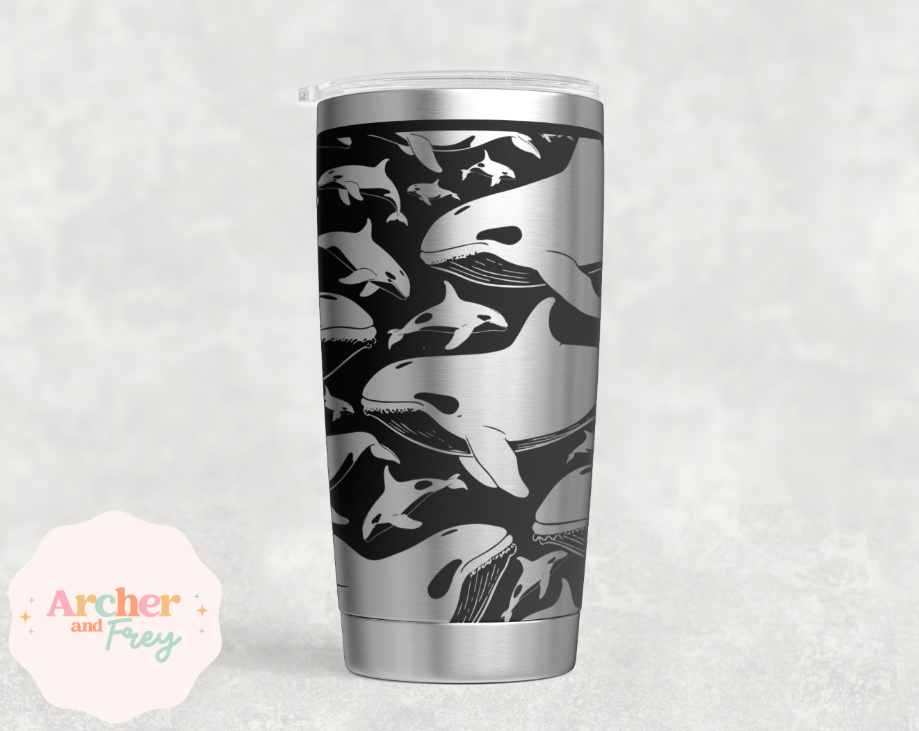 Laser Engraved Travel Mug - Orca
