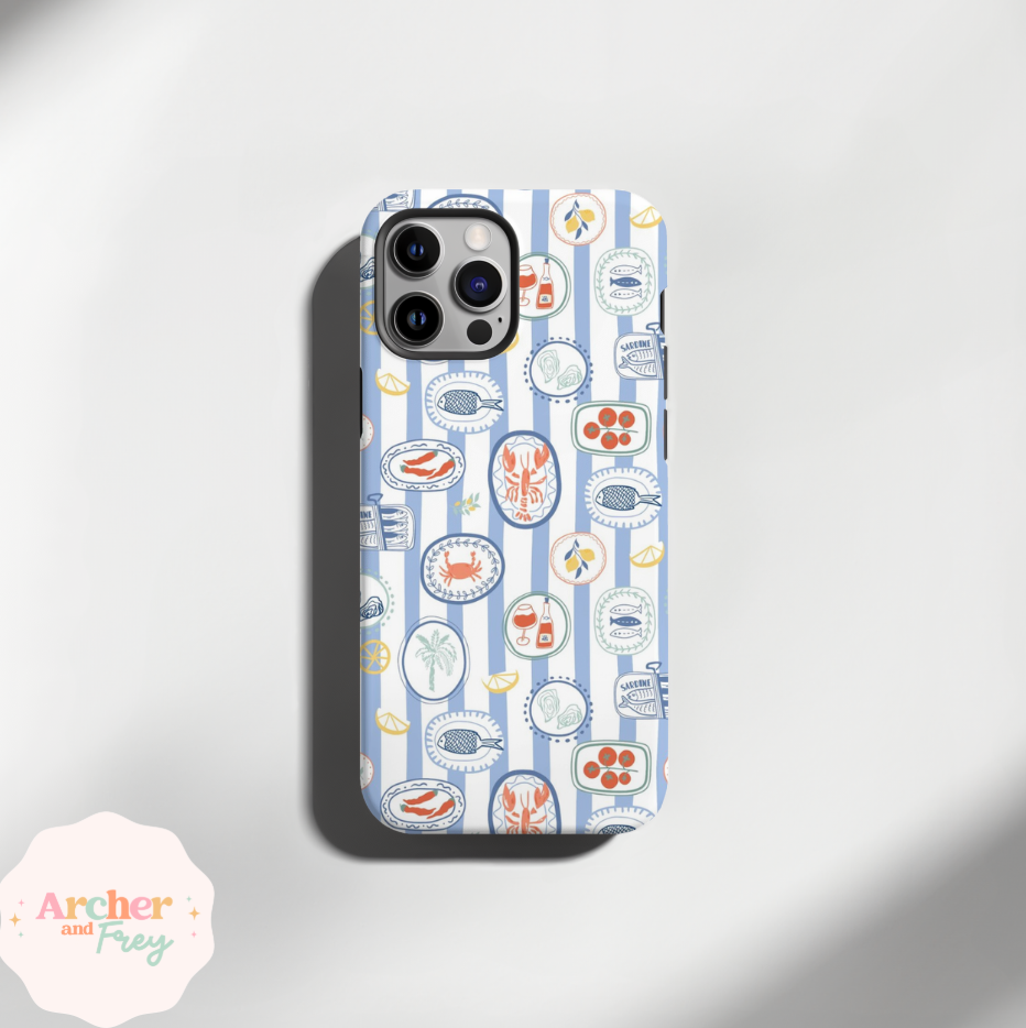 Tough Phone Case - Blue Stripe Lobster