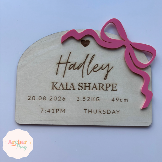 Bow Arrival Announcement Plaque